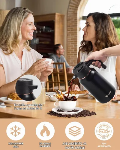 Vista 8 de Jarras de 34 onzas para líquidos calientes, de acero inoxidable, aisladas al vacío, jarras de café térmicas para mantener el calor, dispensador