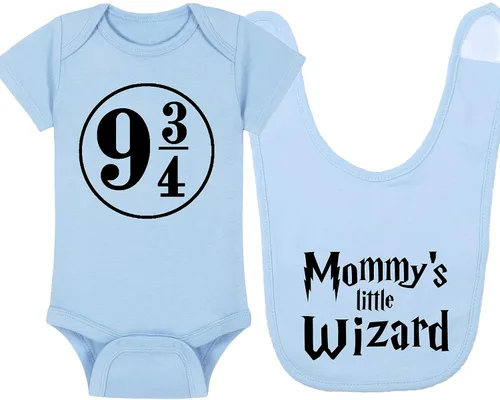 Vista 5 de Sombrero de bebé Wizard - Chosen One (tela negra - diseño dorado)