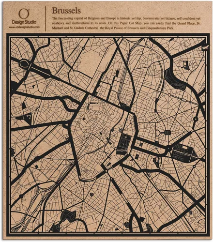 Vista 69 de O3 Design Studio Abu Dhabi - Mapa de corte de papel negro (12 x 12 pulgadas)