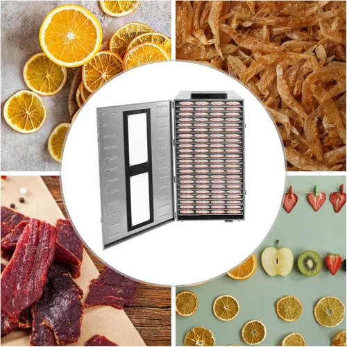 Vista 4 de Deshidratador de alimentos, bandejas de acero inoxidable, máquina deshidratadora comercial de frutas, secadora de carne de res de varios niveles