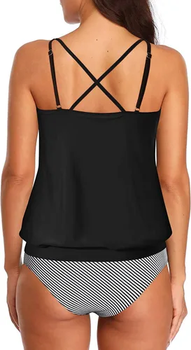 Vista 2 de Yonique Traje de baño tankini de 2 piezas para mujer, con control de abdomen