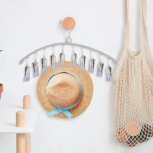 Vista 8 de Alipis Organizador de sombreros para percha, calcetines de metal para gorras de béisbol para armario con 20 clips, soporte para sombreros a prueba