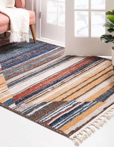 Vista 4 de Unique Loom Colección Aramis - Alfombra Zoe (rectangular 2' 0" x 3' 1", Multi/Azul)