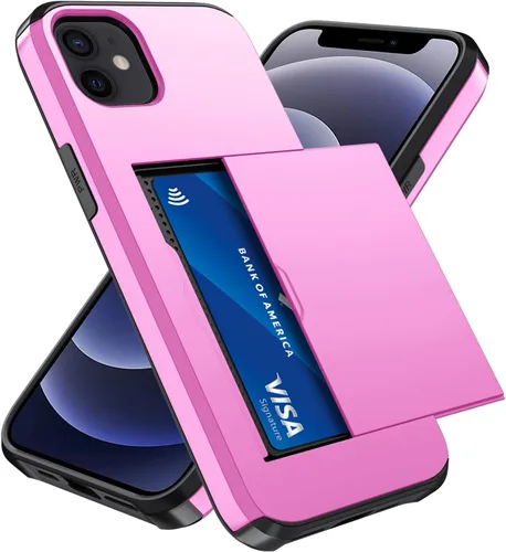 Vista 49 de Qinmay Funda compatible con iPhone 7 Plus/8 Plus con tarjetero, doble capa a prueba de golpes, funda protectora resistente con ranura oculta Negro
