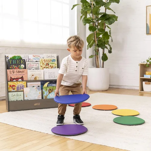 Vista 9 de ECR4Kids SoftZone Cojines de Piso Coloridos, Redondos, Asientos Flexibles, Variados, 6 Piezas