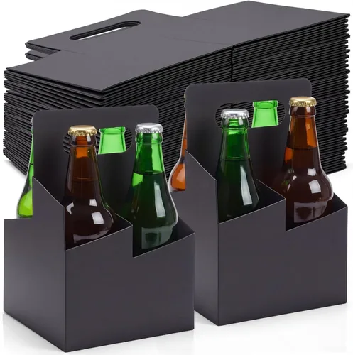 Vista 11 de Jetec 50 piezas Portador de bebidas de 4 tazas con asa, portador de cerveza de cartón kraft, portavasos desechable para bebidas calientes o frías