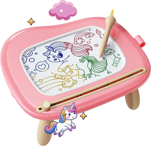 Vista 8 de KOKODI Pizarra de Dibujo Magnética, Juguetes para Niñas de 1-2 Años, Gran Pizarra de Garabatos para Aprender y Educar, Juguetes para Bebés y Niños