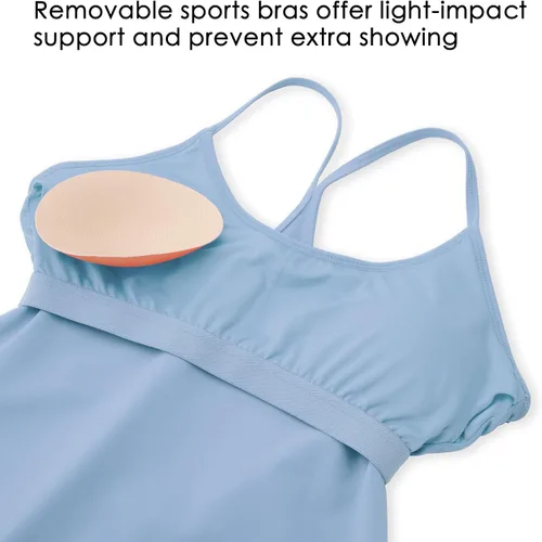 Vista 5 de Willit Vestido de tenis para mujer, sin mangas, con pantalones cortos interiores, 4 bolsillos