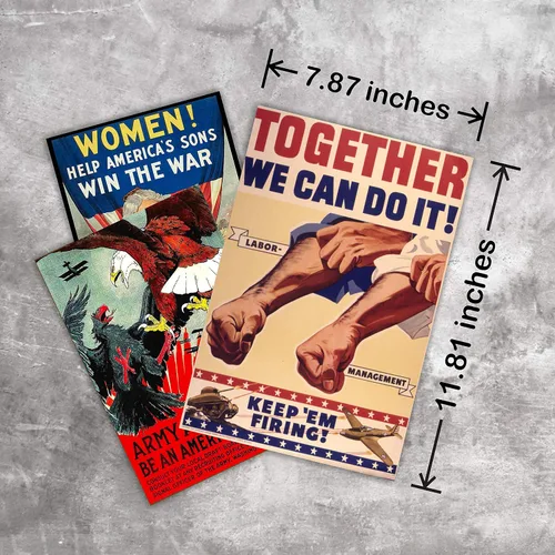 Vista 3 de Pósters vintage de la Primera Guerra Mundial - Arte de propaganda y reclutamiento - Paquete de 12 por HK Studio