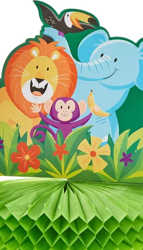 Vista 4 de Creative Converting Centro de mesa Jungle Safari, 1 unidad, multicolor, 9 x 11 pulgadas, 1 unidad