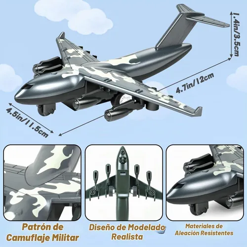 Vista 4 de 4 Pack Juguetes de Aviones Fundidos a Troquel, Juguetes de Modelos de Aviones del Ejército de Aleación Aviones de Camouflage Avión de Combate
