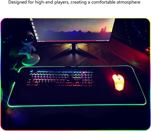 Vista 2 de cici store RGB Mouse Pad Desk Mat XXL Computer Mousepad 12 LED Backlights Cover Table Mause Gaming Mouse Pad