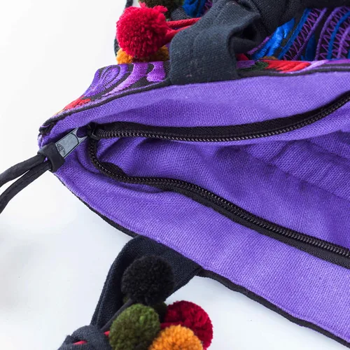 Vista 3 de changnoi Bolsa de mano con cordón hecho a mano bolsa de compras bordada Hmong Tribes