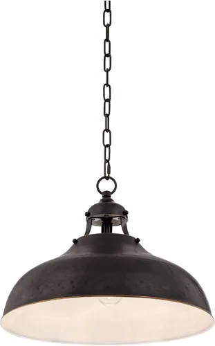 Vista 5 de Franklin Iron Works Essex - Lámpara colgante colgante de bronce teñido de 16 pulgadas de ancho, pantalla de cúpula rústica industrial para comedor