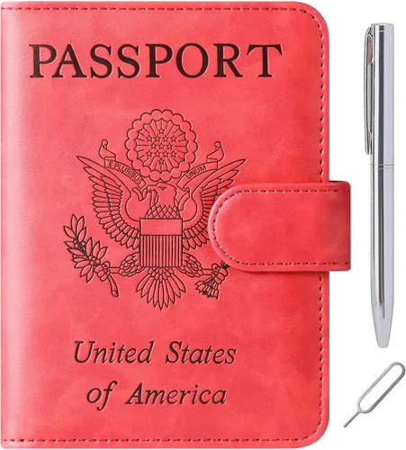 Vista 23 de LOHASLIFE Soporte para pasaporte para viajes, cartera con bloqueo RFID para 116#Negro