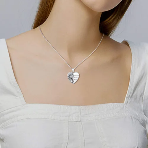 Vista 4 de CHENGHONG Heart Pendant Locket Necklace 925 Sterling Silver Personalized Locket Necklace That Holds Pictures Photo Memorial Memory Jewelry Gifts for