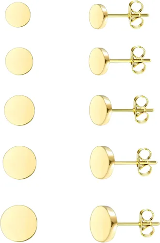 Vista 14 de JINEAR 5 pares de aretes de tuerca para mujer, chapados en oro/plata de 14K, perla, aretes pequeños tipo bola, conjunto de piercing de cartílago 1