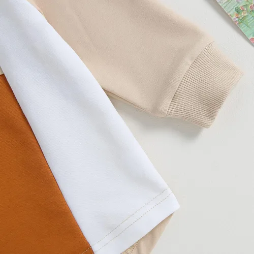Vista 5 de FYBITBO Conjunto de sudadera de manga larga con bloques de color y pantalones de algodón para bebé niño