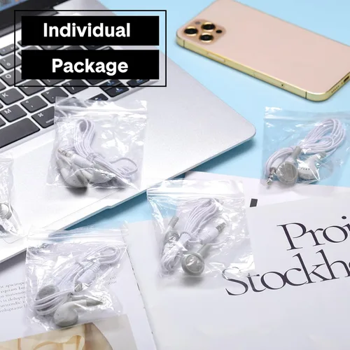 Vista 6 de Xuhal Paquete de 150 auriculares a granel con auriculares con cable con conector de 0.138 in, auriculares con cable a granel para teléfonos