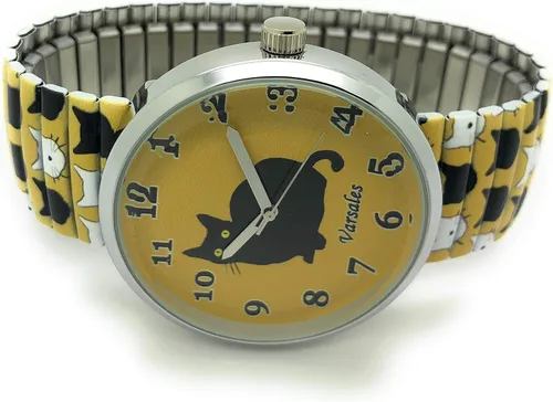 Vista 2 de Varsales Reloj de moda analógico de cuarzo para mujer, diseño de gatito y gato