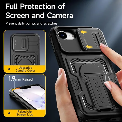 Vista 4 de for iPhone 17e Case/iPhone 16e Case with 2*Screen Protector, Black