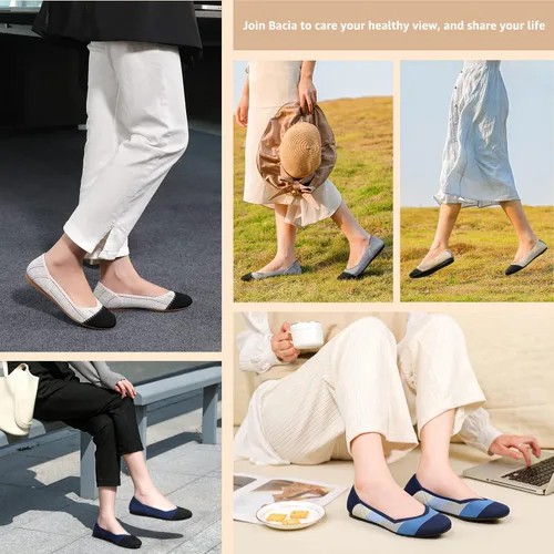 Vista 9 de Bacia Zapatos planos de ballet de punto para mujer, zapatos de vestir lavables cómodos