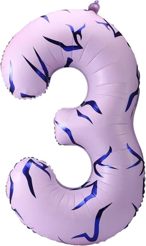 Vista 16 de Globo número 0 de 40 pulgadas con nubes rosadas, diseño de tatuajes, globos de papel de aluminio de números grandes para fiesta temática de granja