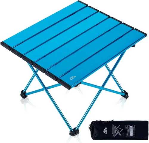 Vista 21 de iClimb - Mesa de camping ultraligera y compacta plegable con bolsa de transporte (color negro - L)