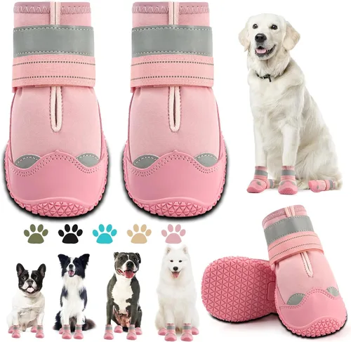 Vista 11 de Botas para perros grandes, botas para perros medianos y protectores de patas para suelos de madera dura, botines para perros al aire libre