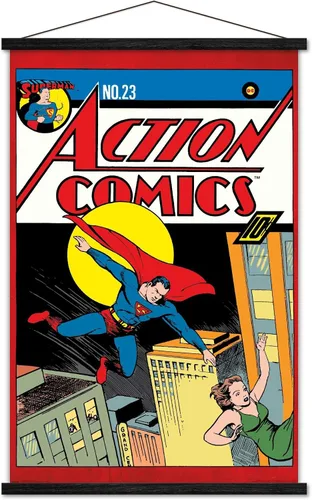 Vista 8 de Trends International DC Comics - Póster de pared de Superman - Action Comics 23, 14.725 x 22.375 pulgadas, versión enmarcada de madera de granero