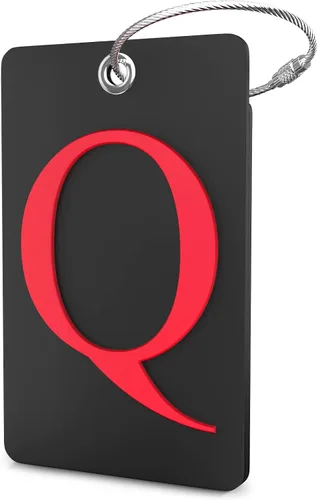 Vista 276 de Etiqueta de equipaje con inicial, totalmente flexible, con aro de acero inoxidable, letra G