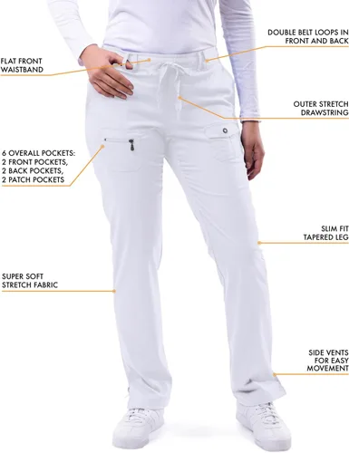 Vista 4 de Adar Pro Breakthrough Plus - Conjunto de uniforme médico para mujer, parte superior con cuello en V mejorado y pantalones con múltiples bolsillos