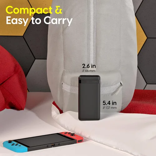 Vista 6 de TALK WORKS Power Bank Compatible with Nintendo Switch - Portable Charger Power Battery Pack with USB Ports LED Battery Indicator - Easy-to-Carry