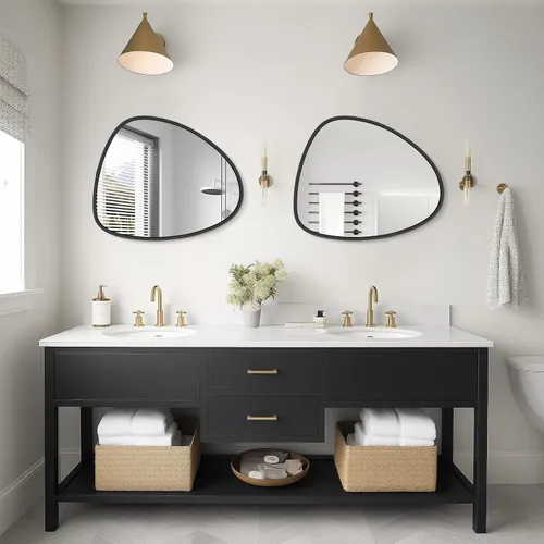 Vista 2 de WallBeyond Espejo asimétrico, espejo de pared irregular, espejos de pared decorativos para dormitorio, sala de estar, entrada, pasillo, espejo