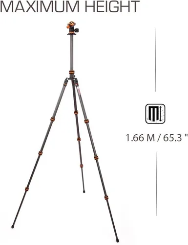 Vista 2 de 3 Legged Thing Punks Billy 2.0 - Trípode de fibra de carbono para viajes, compacto y ajustable, con tres patas desmontables, color cobre/negro