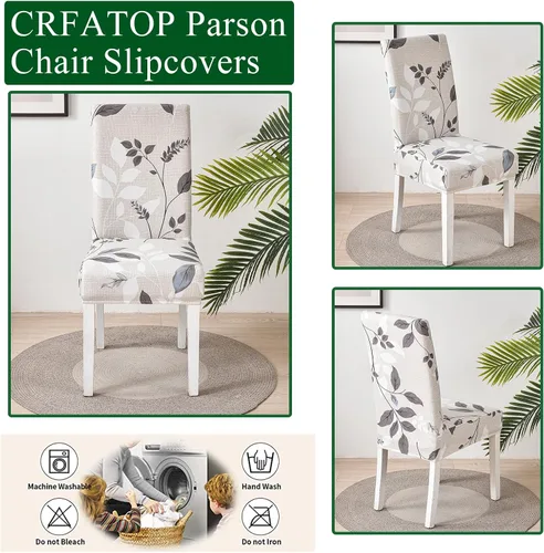 Vista 2 de CRFATOP 4 Piezas de Fundas Elásticas para Silla de Comedor con Funda para Banco Fundas Impresas para Silla de Comedor Fundas para Cojín de Asiento