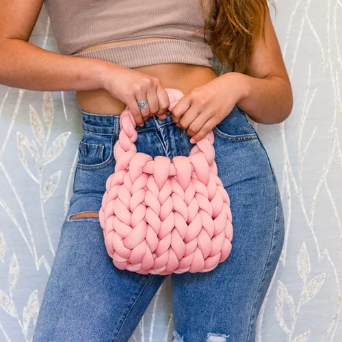 Vista 6 de Ultra Suave 1kg (2.2 LBS) Hilo Grueso para Tejer a Mano, Hilo de Tubo de Tela de Terciopelo Luxuoso para Hacer Bolsos, Almohadas, Mantas, Azul Ártico