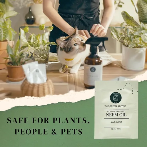 Vista 3 de Recambio en aerosol de aceite de neem 100% prensado en frío para plantas de jardín de interiores y exteriores, hace 80 onzas líquidas The Green