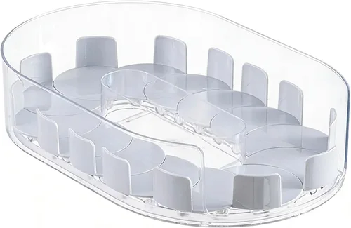 Vista 2 de Organizador transparente Lazy Susan para cocina y despensa, solución de almacenamiento giratoria para encimera de refrigerador y gabinete, mantiene