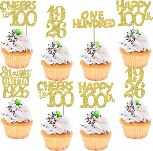 Vista 52 de 30 piezas negras para cupcakes de 10.º cumpleaños con purpurina Ten Happy 10 Straight Outta 2016 para saludos a 10 años 10 cumpleaños, boda Negro