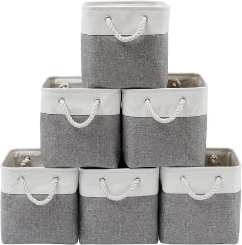 Vista 8 de Fabric Storage Cubes, 11 inch cube storage bin with Handles, 11x11cube storage organizer bins, Collapsible Storage Bins for Shelves and Home, Cubby
