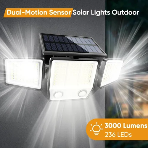 Vista 3 de MDCMDCM Luces solares con sensor de movimiento para exteriores impermeables - 3000LM 3 modos luces de seguridad para exteriores iluminación de 270°