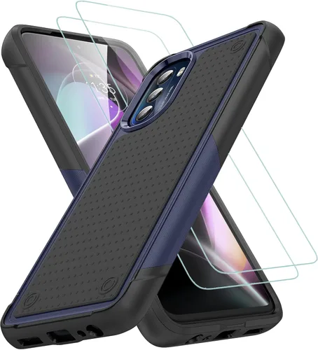 Vista 9 de Jeylly Funda para Motorola G Power 5G (2023) con 2PCS protectores de pantalla de vidrio, protección resistente de plástico duro+parachoques