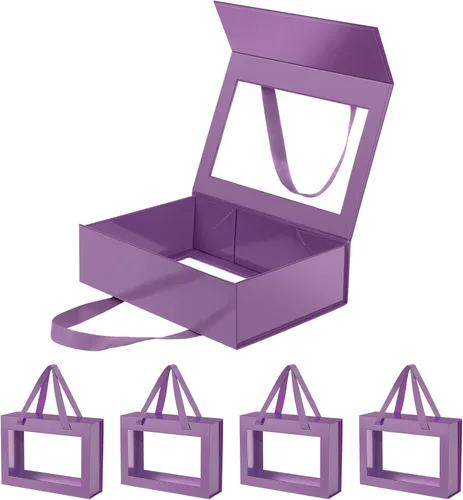 Vista 34 de Caja de regalo negra con ventana, caja de regalo magnética transparente para regalo, caja de propuesta de padrino de boda (10.5 x 7.5 x 3 pulgadas)