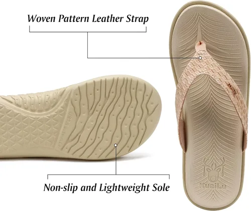 Vista 4 de KuaiLu - Sandalias para mujer, cómodas, buenas para fascitis plantar, buen soporte del arco, estilo pata de gallo, para interior o exterior en verano