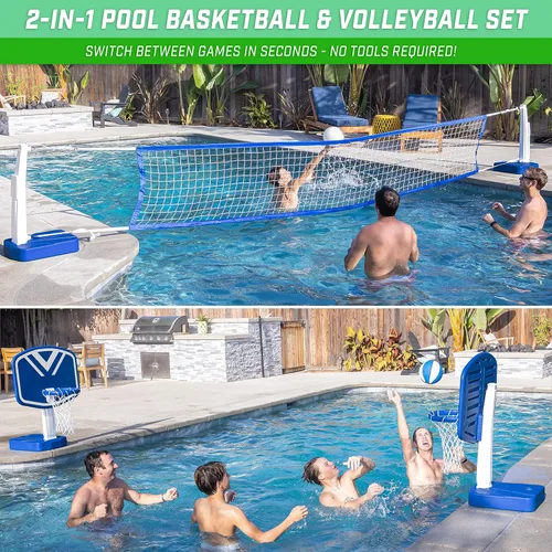 Vista 2 de GoSports Splash Hoop 2 en 1 Juego Completo de Baloncesto y Voleibol para Piscina