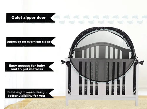 Vista 11 de Tienda de cuna de seguridad para mantener al bebé en Pop Up Mosquitero Netting Canopy Mesh Cover para niños pequeños - Negro