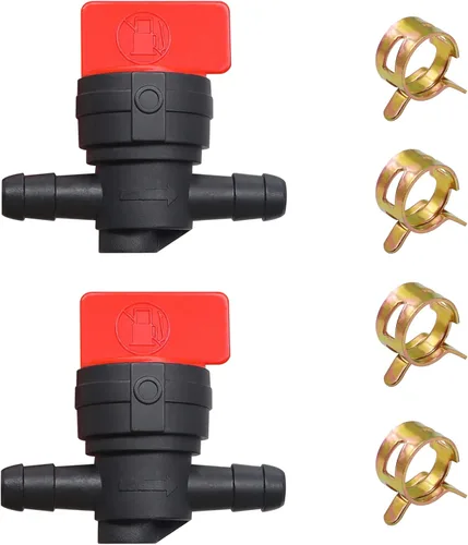 Vista 6 de Tnisesm 2 piezas de válvula de cierre de combustible de 90° con abrazadera para Briggs y Stratton 9494768 493960 698183 698181 697947 5019H 5019K