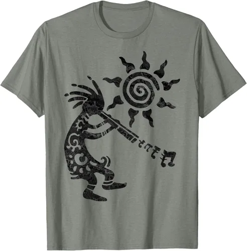Vista 29 de Native American Kokopelli Musican With Flute 2 - Camiseta divertida para fanáticos, Blanco, S