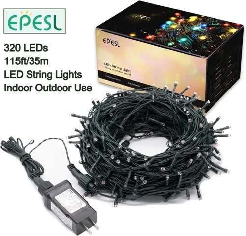 Vista 7 de 320 LEDs 115 pies/35 m Cadena de luces, función de memoria, enchufe de extremo a extremo para interior y exterior, impermeable, decorativo guirnalda